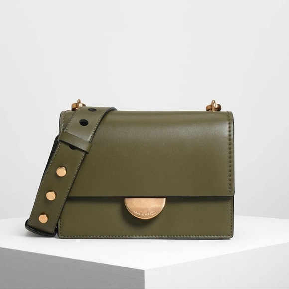 Charles & Keith Handbags - New CHARLES & KEITH Metallic Accent Push Lock Crossbody Bag